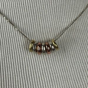 925 Sterling Silver Yellow Rose Gold Plated Mini Lucky Rings Dainty Necklace